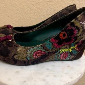 Desigual Rosanna Floral Embroidered Wedge Shoes size 39 EU EUC